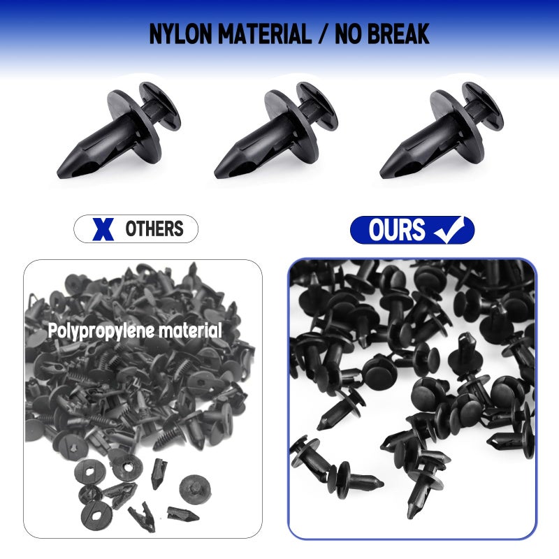 UNIGT 120 قطعة دبابيس دفع للشواء مثبتة ريفيت 6503598 متوافقة مع GM 21030249 2007-2020 جيب رانجلر JK JL و Unlimited فورد N807389S مشابك جسم بلاستيكية لشبكة المصد - Image 4